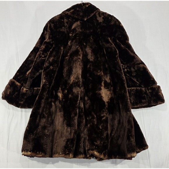 Vintage E.A. Beaudoin Furs Womens Coat Real Fur Mid Length Sheared Cuffs Brown M - Picture 2 of 15